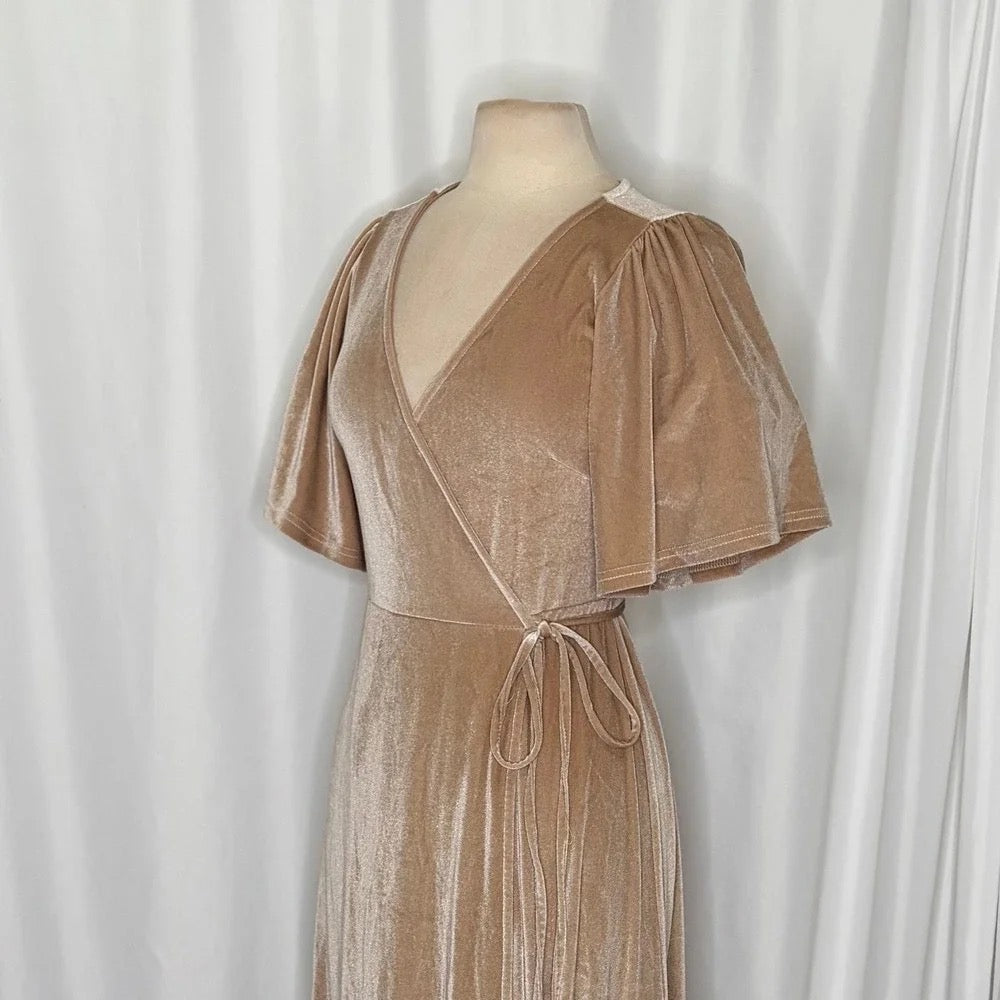 Baltic Born Meghan Velvet Wrap Maxi Dress Champagne Large