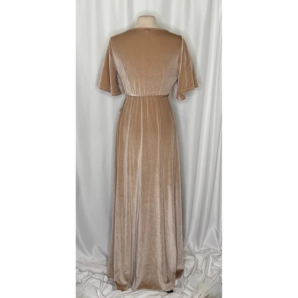 Baltic Born Meghan Velvet Wrap Maxi Dress Champagne Large