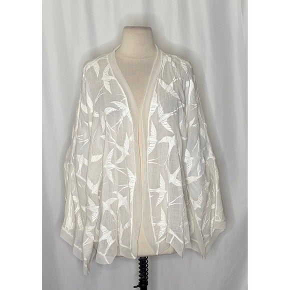 Anthropologie LILKA Shorebird Embroidered Bird Swim Cover-Up Jacket Medium Large