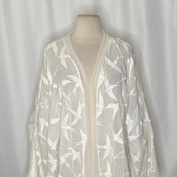 Anthropologie LILKA Shorebird Embroidered Bird Swim Cover-Up Jacket Medium Large