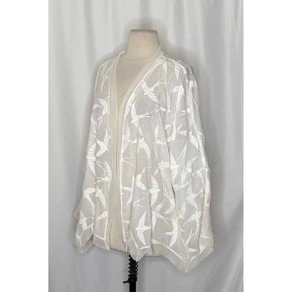 Anthropologie LILKA Shorebird Embroidered Bird Swim Cover-Up Jacket Medium Large