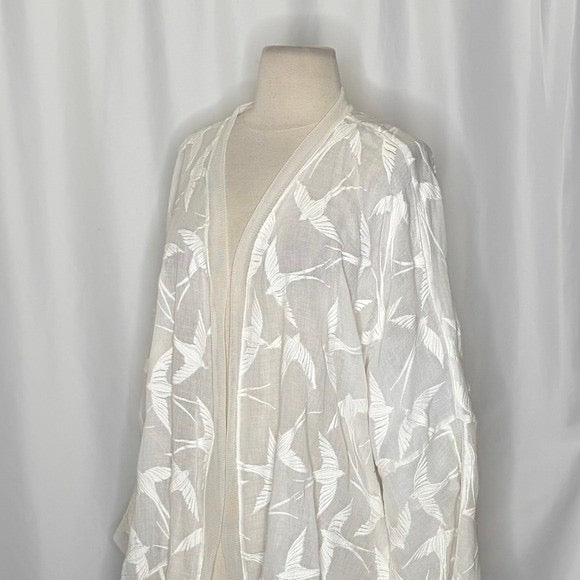 Anthropologie LILKA Shorebird Embroidered Bird Swim Cover-Up Jacket Medium Large