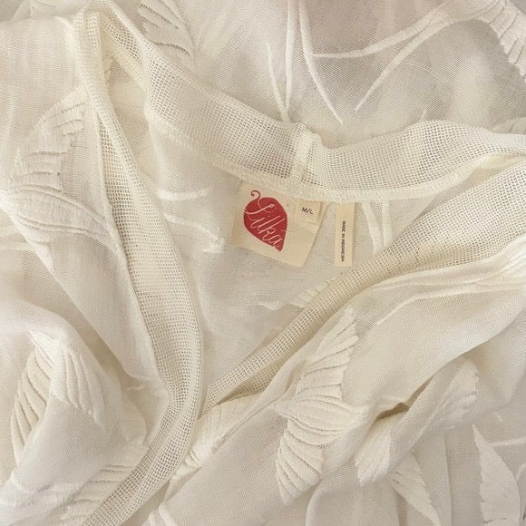 Anthropologie LILKA Shorebird Embroidered Bird Swim Cover-Up Jacket Medium Large