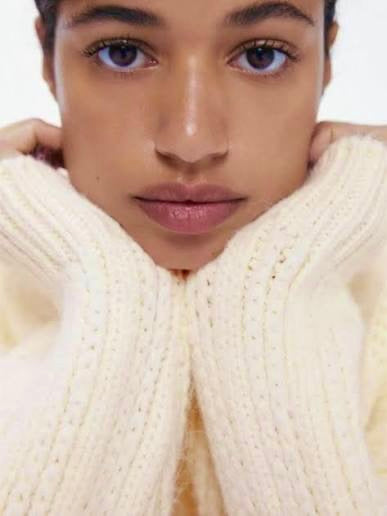 ZARA Cable Knit Chunky Sweater Solid Ivory Knit Knitwear Preppy Chic Medium