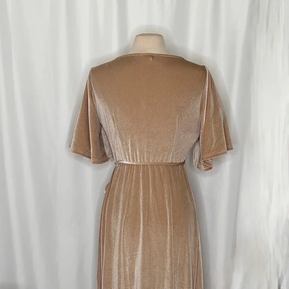 Baltic Born Meghan Velvet Wrap Maxi Dress Champagne Large