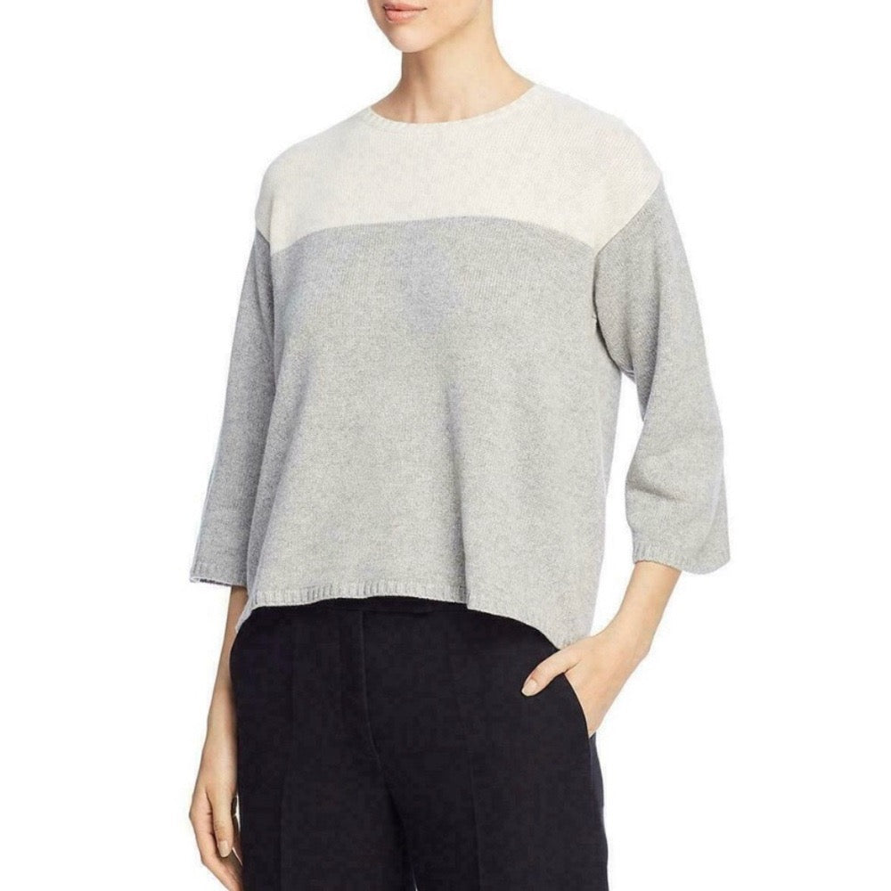 EILEEN FISHER Cashmere Wool Colorblock Sweater Boxy Fit Knitwear Knit Medium