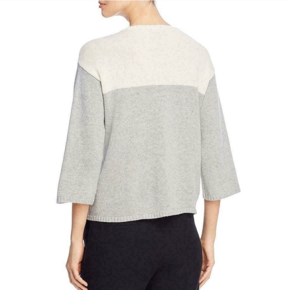EILEEN FISHER Cashmere Wool Colorblock Sweater Boxy Fit Knitwear Knit Medium