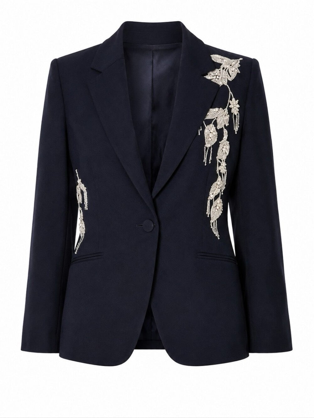ELIE TAHARI Black Crystal Beaded Embellished Blazer One Button Glam Size 10