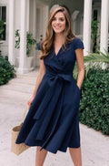 Gal Meets Glam Kinsley Navy Wrap Dress 2
