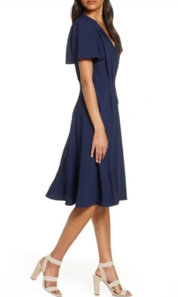 Gal Meets Glam Kinsley Navy Wrap Dress 2