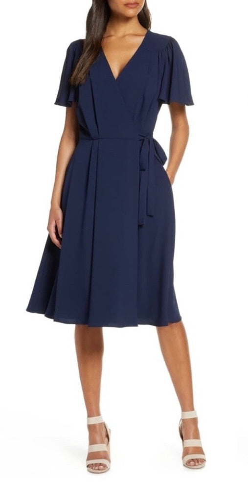 Gal Meets Glam Kinsley Navy Wrap Dress 2