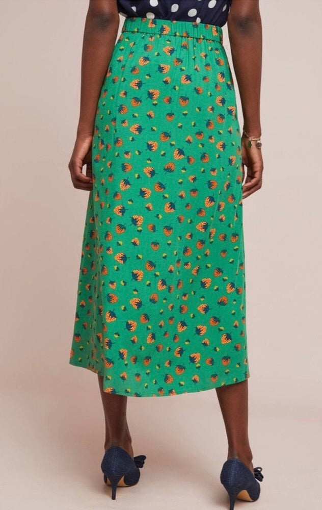 NWT!! ANTHROPOLOGIE Colloquial Wrap Skirt #35 Conversations Strawberry Medium