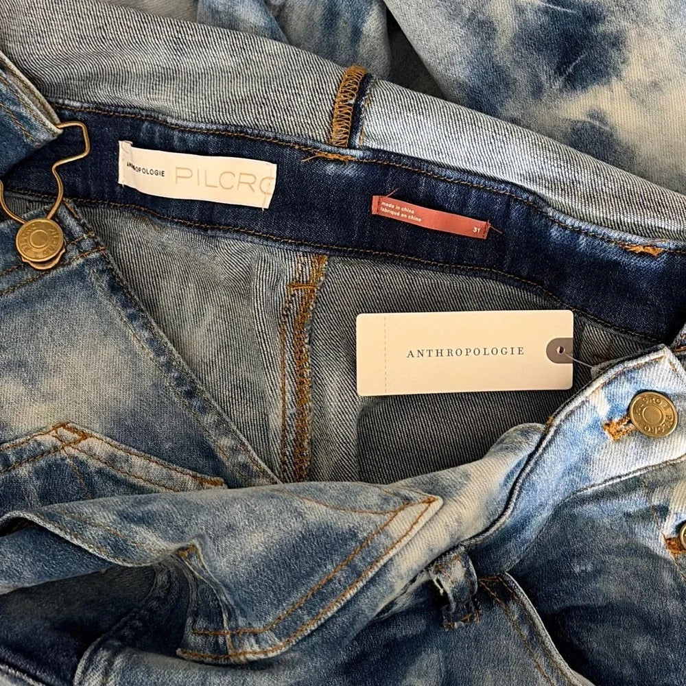 Anthropologie Pilcro Tie-Dye Denim Overalls Size 31 NWT