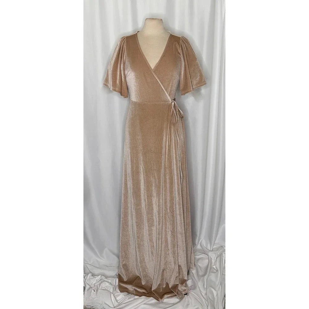 Baltic Born Meghan Velvet Wrap Maxi Dress Champagne Large
