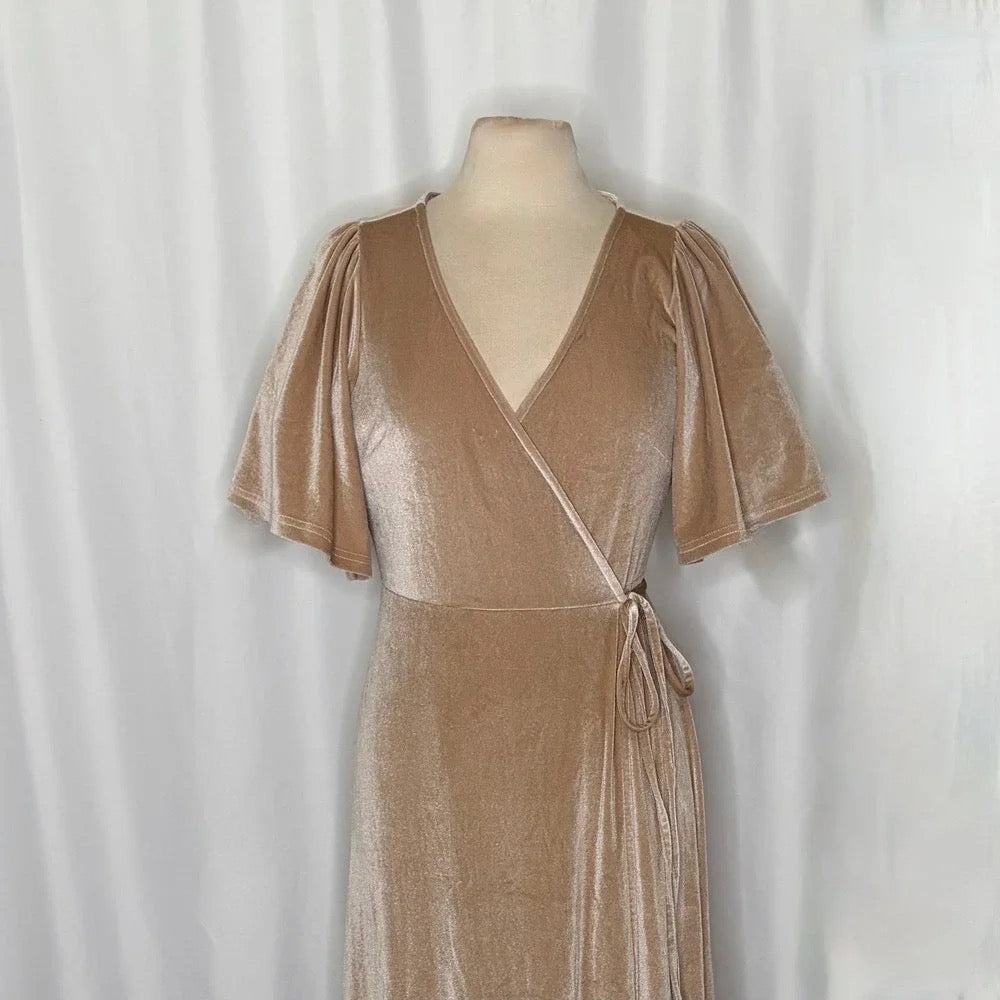 Baltic Born Meghan Velvet Wrap Maxi Dress Champagne Large