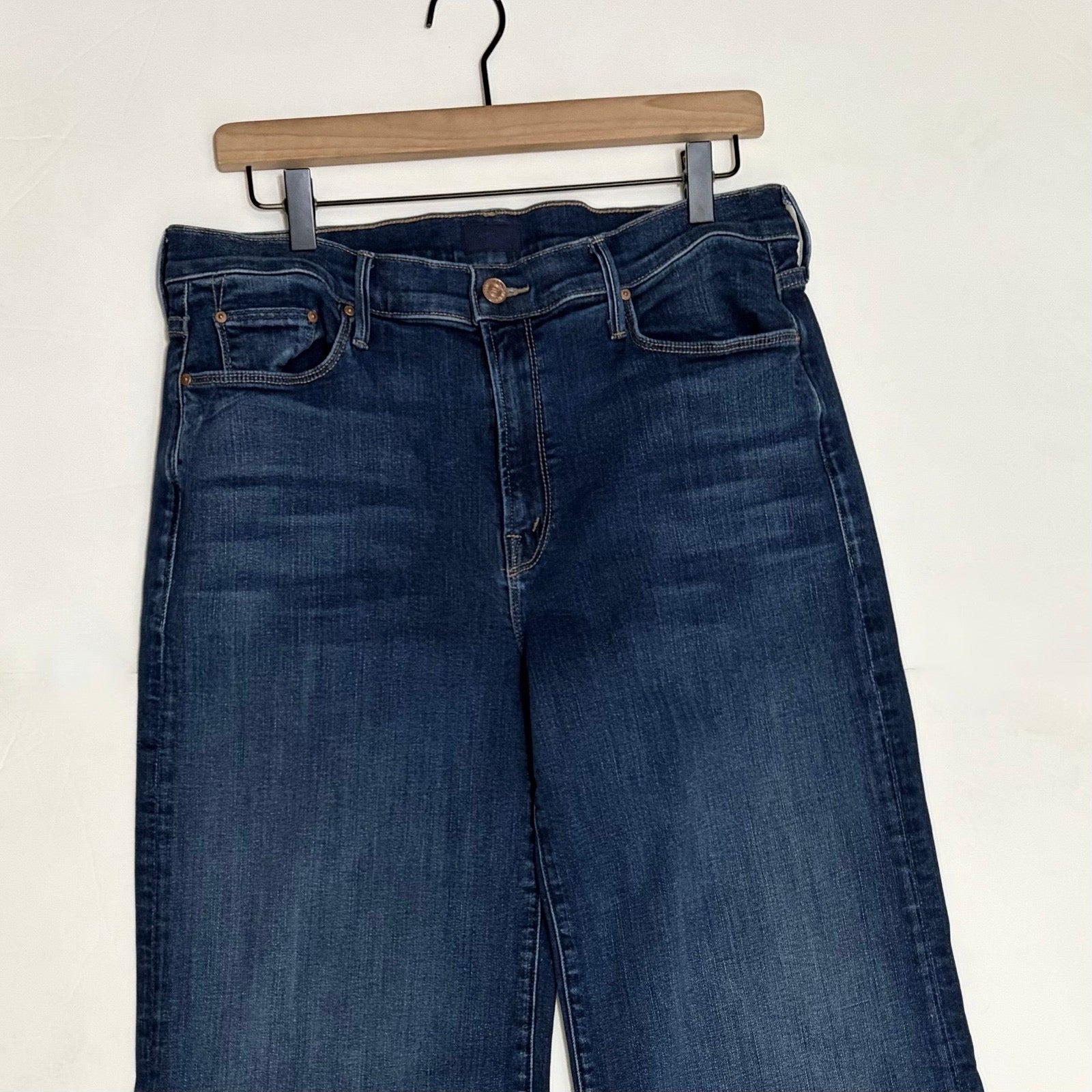 MOTHER Twister Sneak Jeans On Your Left Wash Wide Leg Stretch Denim Size 32