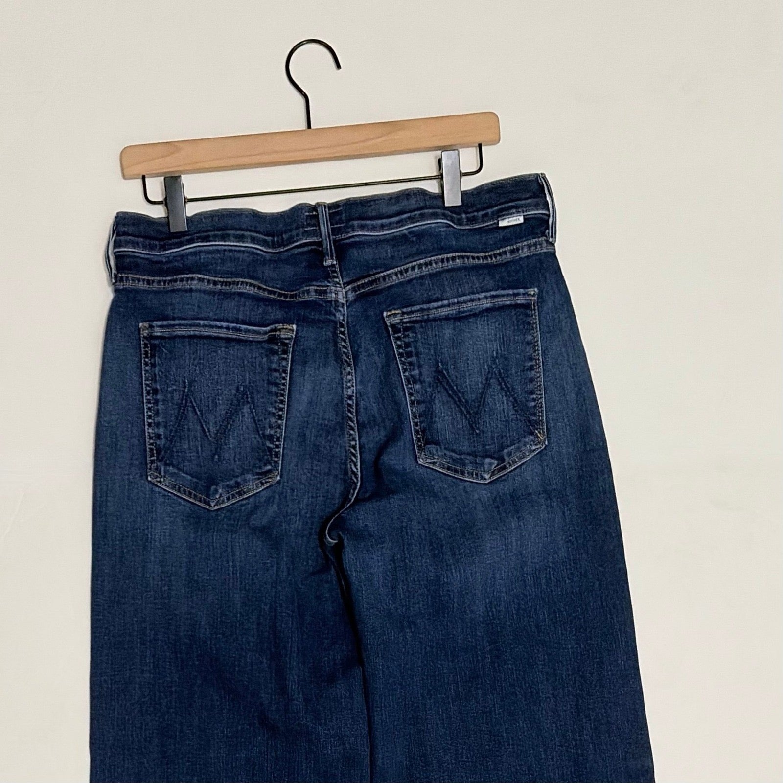 MOTHER Twister Sneak Jeans On Your Left Wash Wide Leg Stretch Denim Size 32