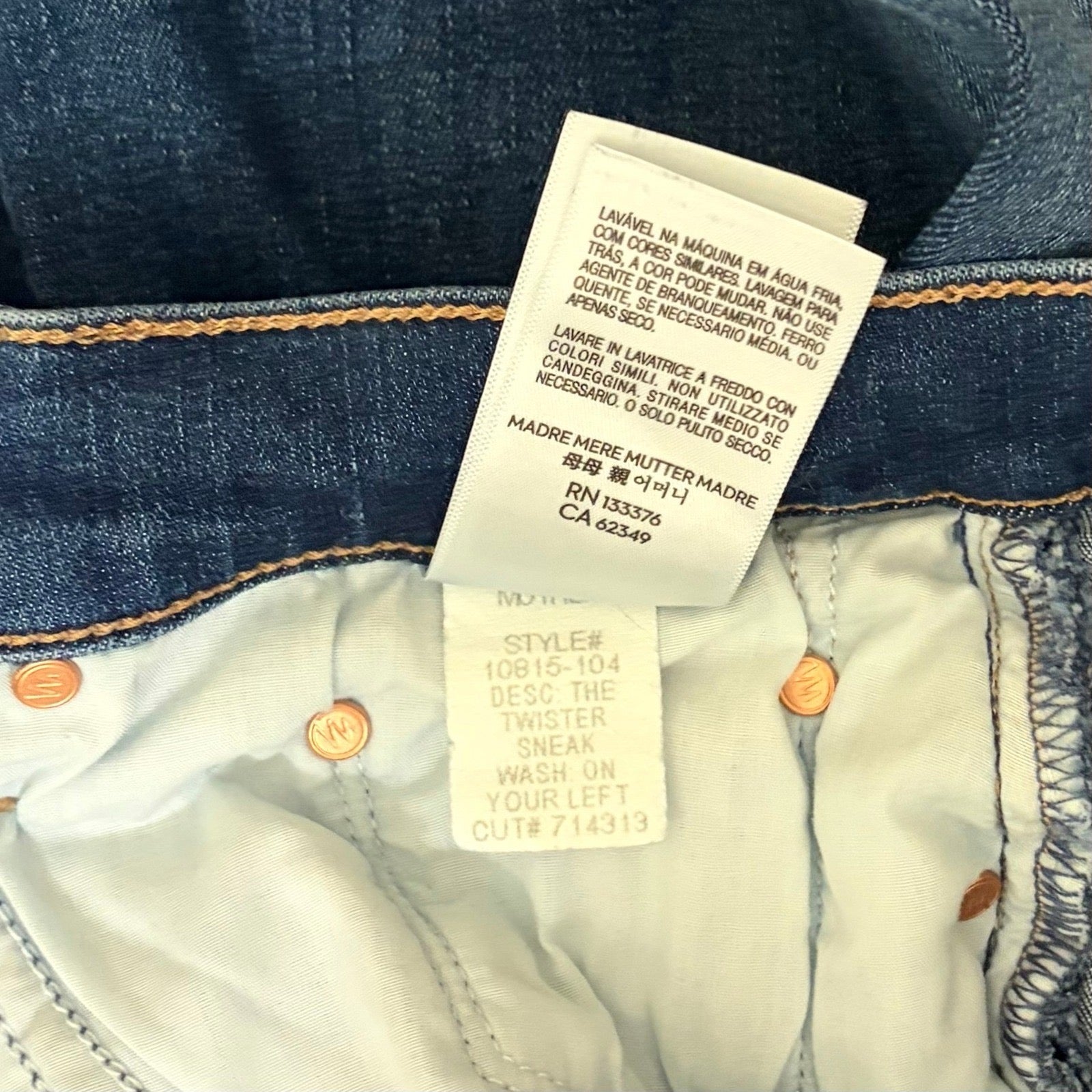 MOTHER Twister Sneak Jeans On Your Left Wash Wide Leg Stretch Denim Size 32