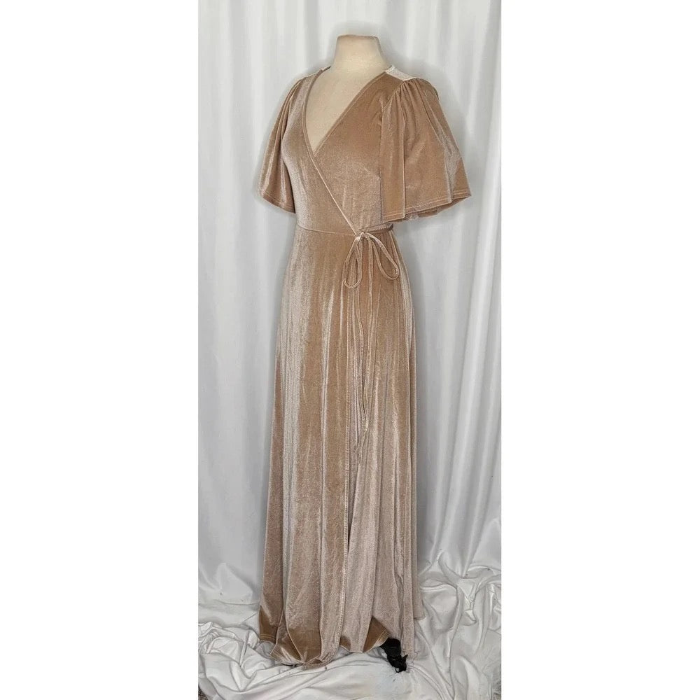 Baltic Born Meghan Velvet Wrap Maxi Dress Champagne Large