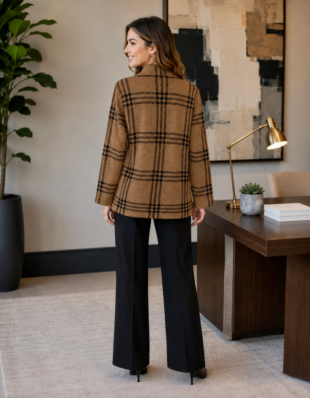 Vintage St. John Saks Fifth Avenue Plaid Knit Blazer – Size 8