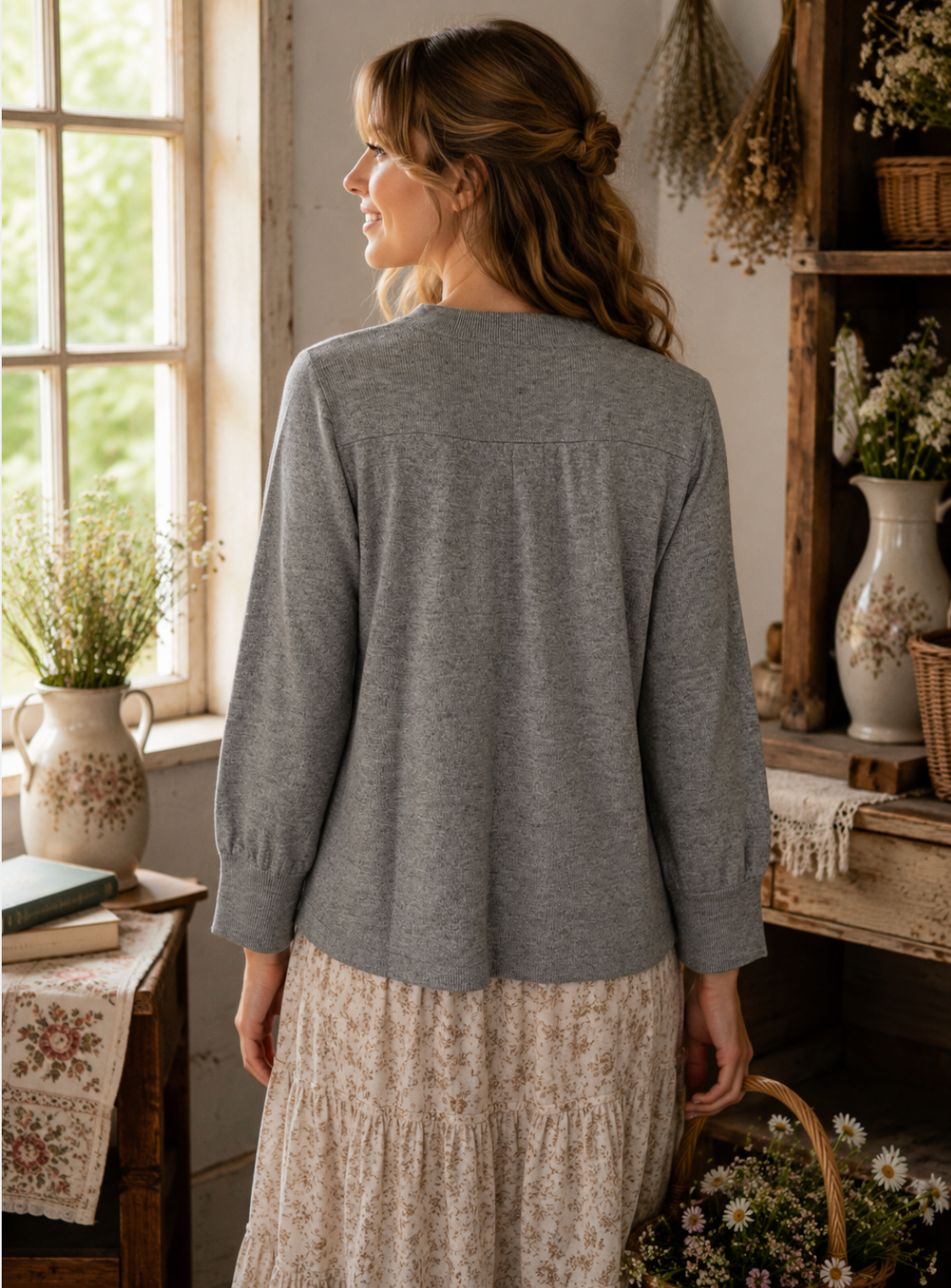 AQUA Silk Cashmere Cardigan Sweater Snap Front 3/4 Sleeve Large