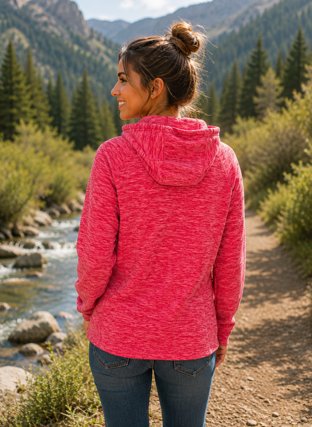 GreenTea Heathered Pink Fleece Zip Hoodie XL