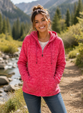 GreenTea Heathered Pink Fleece Zip Hoodie XL
