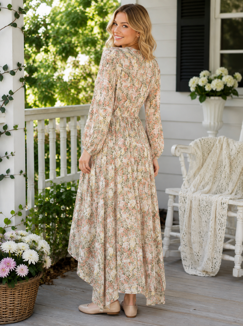 NWT IVY CITY CO Bree Floral Dress Midi Maxi Lace Trims Feminine Romantic Large