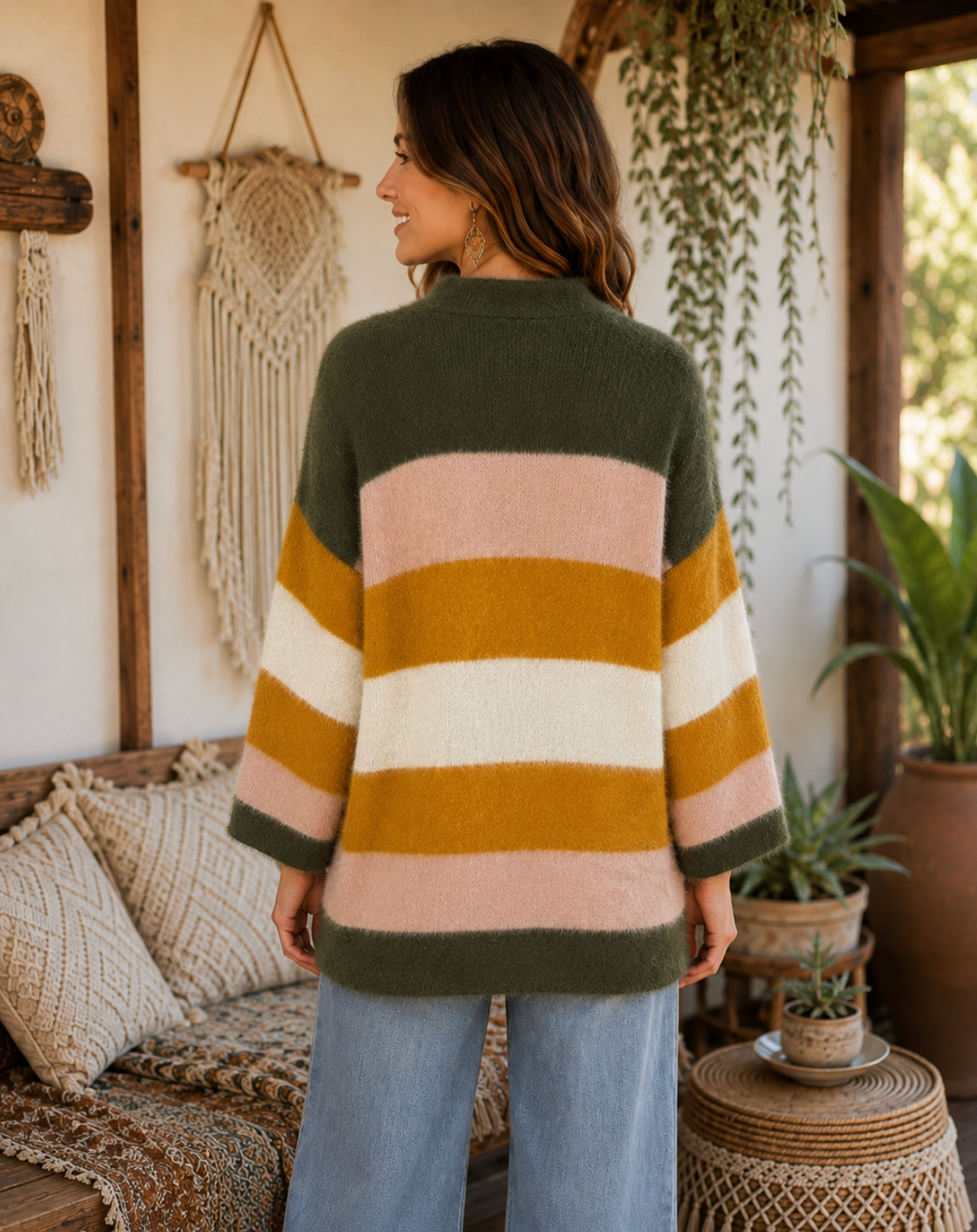 Do Everything In Love Fuzzy Color Block Cardigan One Size