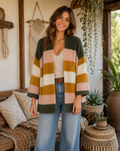 Do Everything In Love Fuzzy Color Block Cardigan One Size