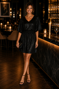 NWT!! WHBM Kimono Sleeve Smocked Waist Dress Leopard Foil Mini Animal X-Small
