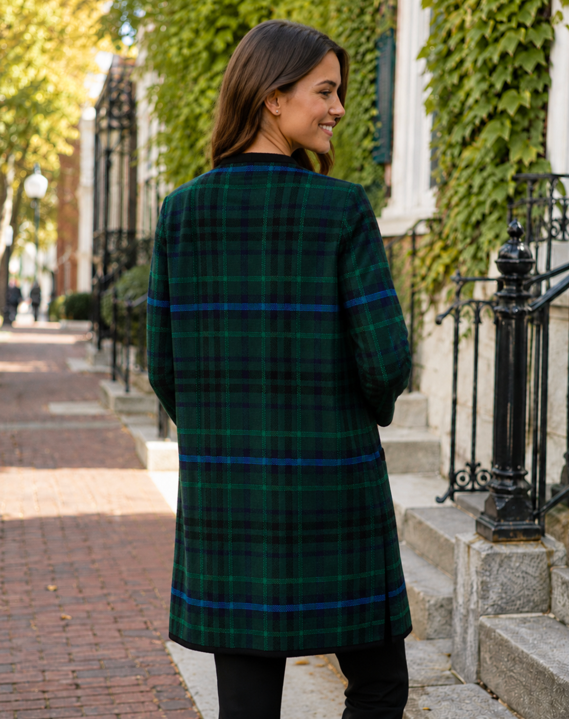 NWT TALBOTS Plaid Lambswool Blend Open Front Cardigan Sweater Knitwear Medium