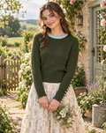 Anthropologie SLEEPING ON SNOW Green Cashmere Wool Button Sweater Knit Small