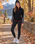 NEVE 100% Wool Quarter Zip Ski Sweater Black Red Nordic Après Size Medium